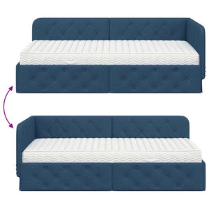 Eckbettgestell Blau 90x190 cm mit Matratze