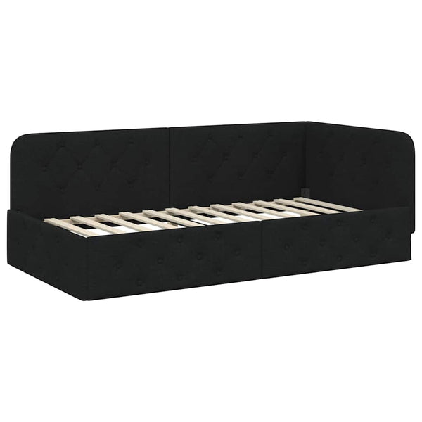Schwarzes Eckbettgestell 90x200 cm