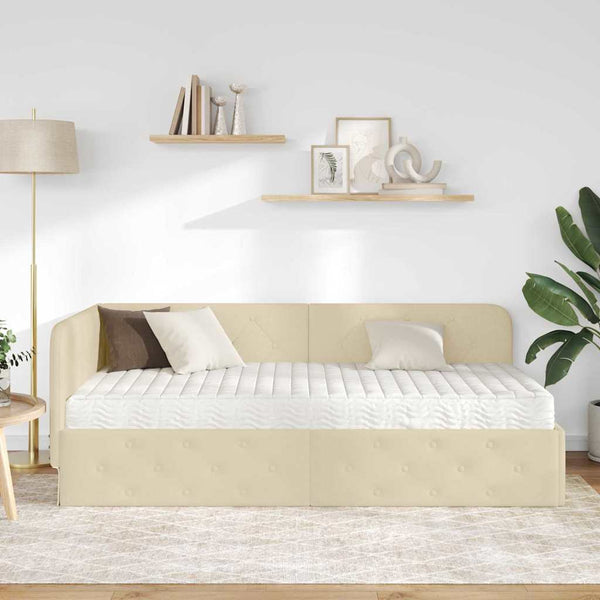 Creme Eckbettgestell 90x200 cm