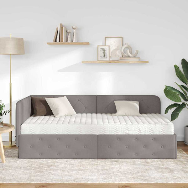 vidaXL Cadre de lit d'angle taupe 100 x 200 cm en tissu