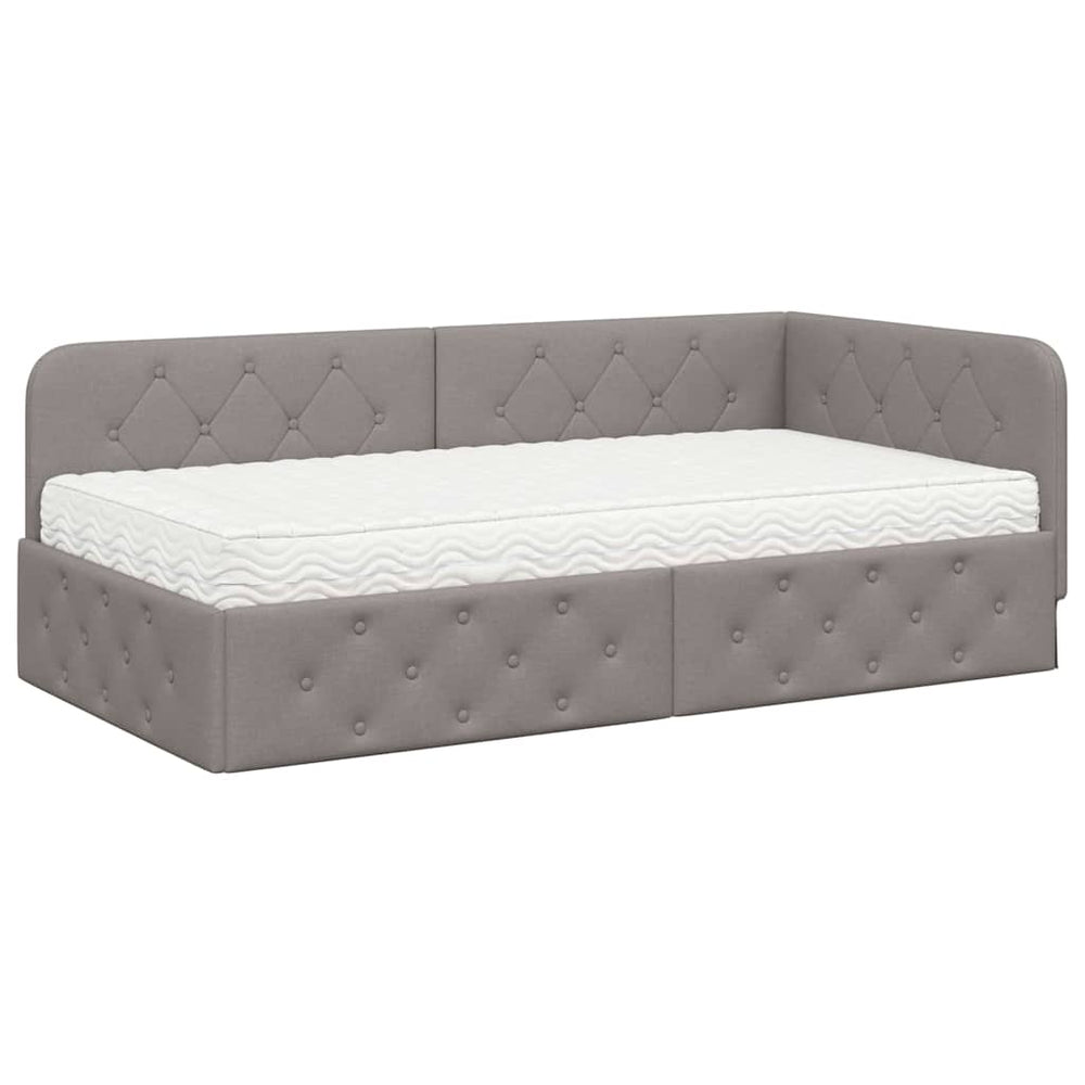Eckbettgestell Taupe Stoff 100x200 cm