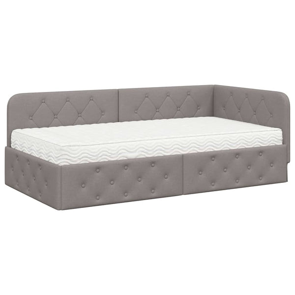 vidaXL Cadre de lit d'angle taupe 100 x 200 cm en tissu
