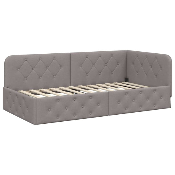 vidaXL Cadre de lit d'angle taupe 100 x 200 cm en tissu
