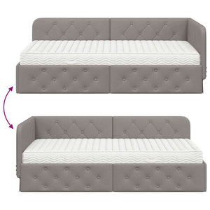 vidaXL Cadre de lit d'angle taupe 100 x 200 cm en tissu