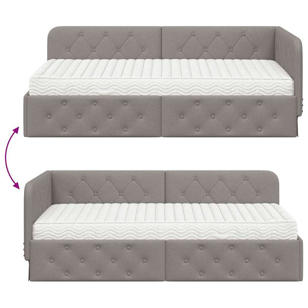 vidaXL Cadre de lit d'angle taupe 100 x 200 cm en tissu