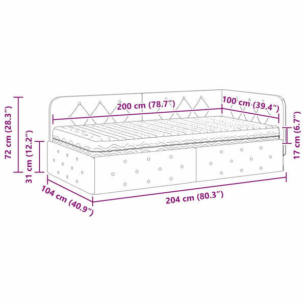 vidaXL Cadre de lit d'angle taupe 100 x 200 cm en tissu