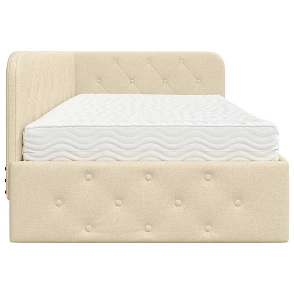 Eckbettgestell Creme Stoff 100x200 cm