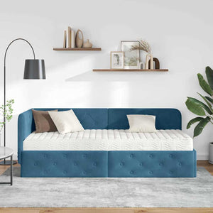 Blaues Eckbettgestell Samt 80x200 cm