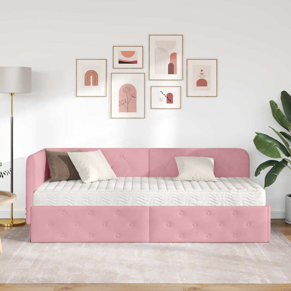 Eckbettgestell Rosa Samt 80x200 cm