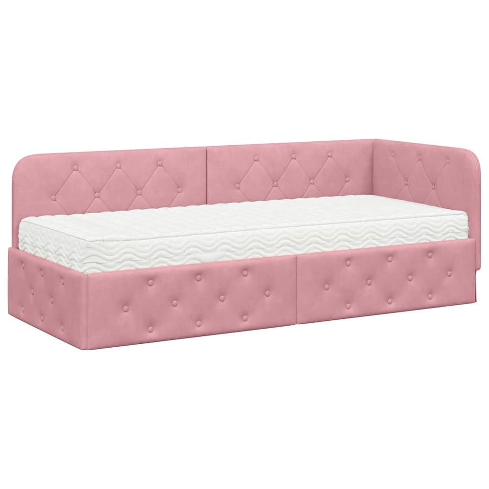 Eckbettgestell Rosa Samt 80x200 cm