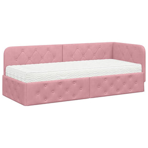 Eckbettgestell Rosa Samt 80x200 cm