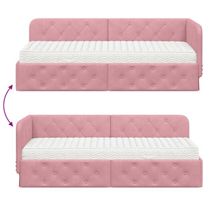 Eckbettgestell Rosa Samt 80x200 cm
