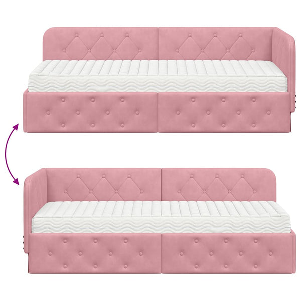 Eckbettgestell Rosa Samt 80x200 cm