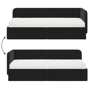 Eckbettgestell Schwarz Samt 80x200 cm