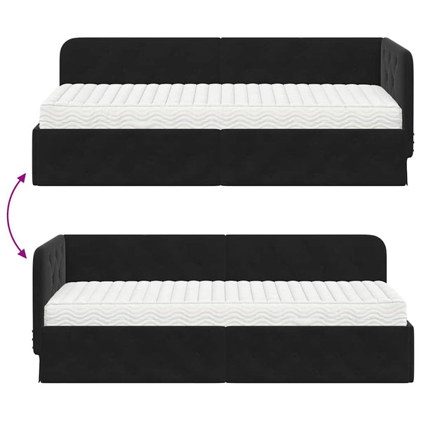 Eckbettgestell Schwarz Samt 80x200 cm