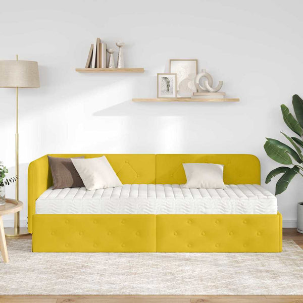 Gelbes Eckbettgestell Samt 80x200 cm