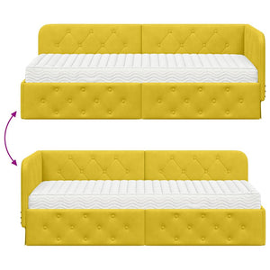 Gelbes Eckbettgestell Samt 80x200 cm