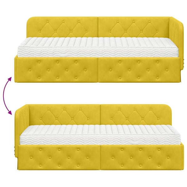 Gelbes Eckbettgestell Samt 80x200 cm