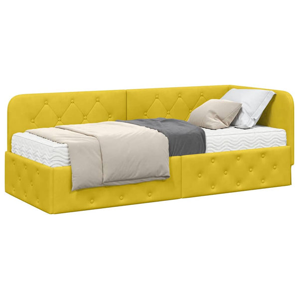 Gelbes Eckbettgestell Samt 80x200 cm