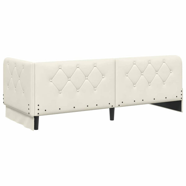 Eckbettgestell Creme Samt 80x200 cm