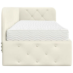 Eckbettgestell Creme Samt 80x200 cm