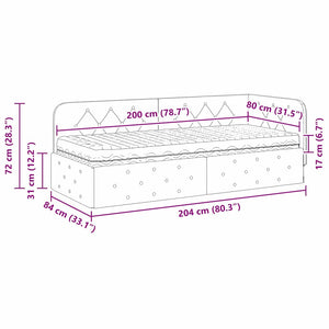 Türkis Samt Eckbettgestell 80x200 cm