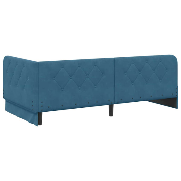 Eckbettgestell Blau Samt 90x190 cm