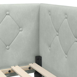 Eckbettgestell Hellgrau Samt 90x190 cm