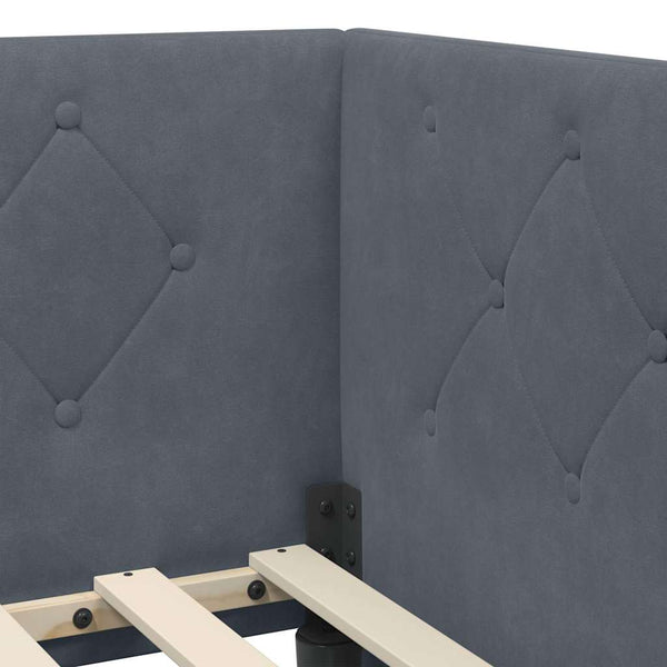 Eckbettgestell Dunkelgrau Samt 90x190 cm