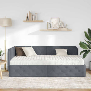 Eckbettgestell Dunkelgrau Samt 90x190 cm
