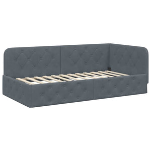 Eckbettgestell Dunkelgrau Samt 90x190 cm