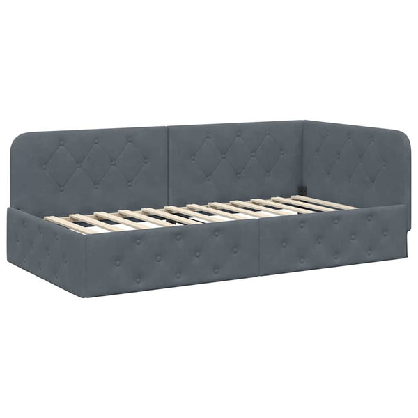 Eckbettgestell Dunkelgrau Samt 90x190 cm