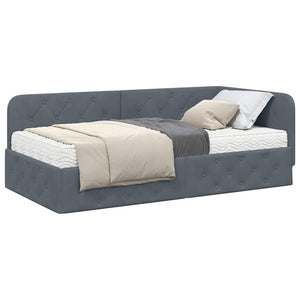 Eckbettgestell Dunkelgrau Samt 90x190 cm