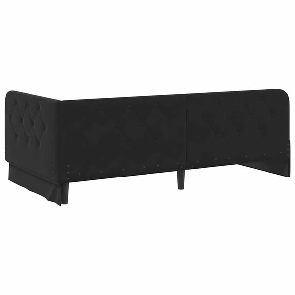 Schwarzes Eckbettgestell Samt 90x200 cm