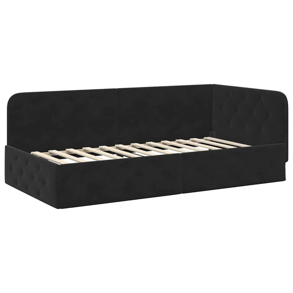 Schwarzes Eckbettgestell Samt 90x200 cm