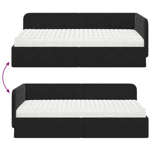 Schwarzes Eckbettgestell Samt 90x200 cm
