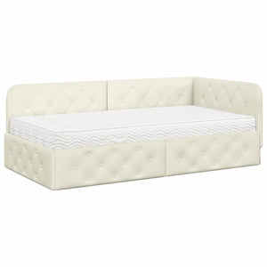 vidaXL Cadre de lit d'angle crème 90 x 200 cm Velours