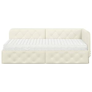 vidaXL Cadre de lit d'angle crème 90 x 200 cm Velours