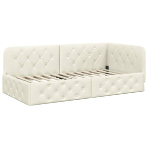 vidaXL Cadre de lit d'angle crème 90 x 200 cm Velours