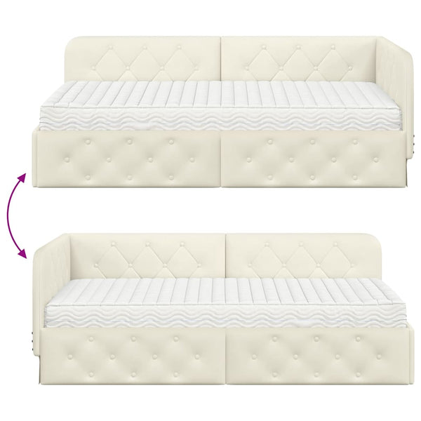 vidaXL Cadre de lit d'angle crème 90 x 200 cm Velours