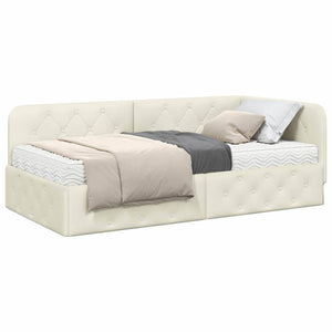 vidaXL Cadre de lit d'angle crème 90 x 200 cm Velours