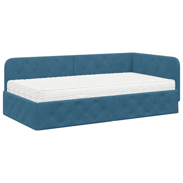 Eckbettgestell Blau Samt 100x200 cm