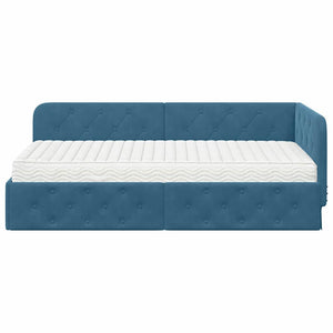 Eckbettgestell Blau Samt 100x200 cm