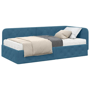 Eckbettgestell Blau Samt 100x200 cm