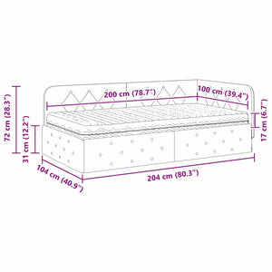 Eckbettgestell Blau Samt 100x200 cm