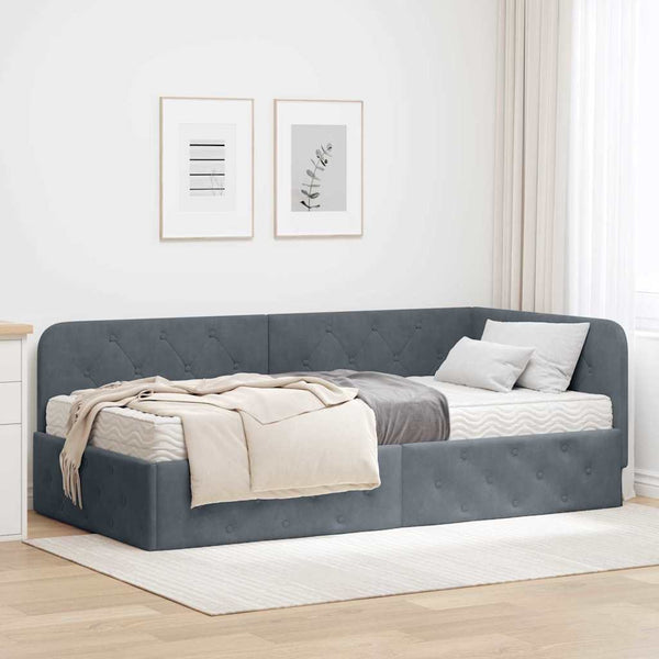 Eckbettgestell Dunkelgrau Samt 100x200 cm