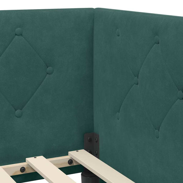 Eckbettgestell Dunkelgrün Samt 100x200 cm