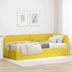 Gelbes Eckbettgestell Samt 100x200 cm