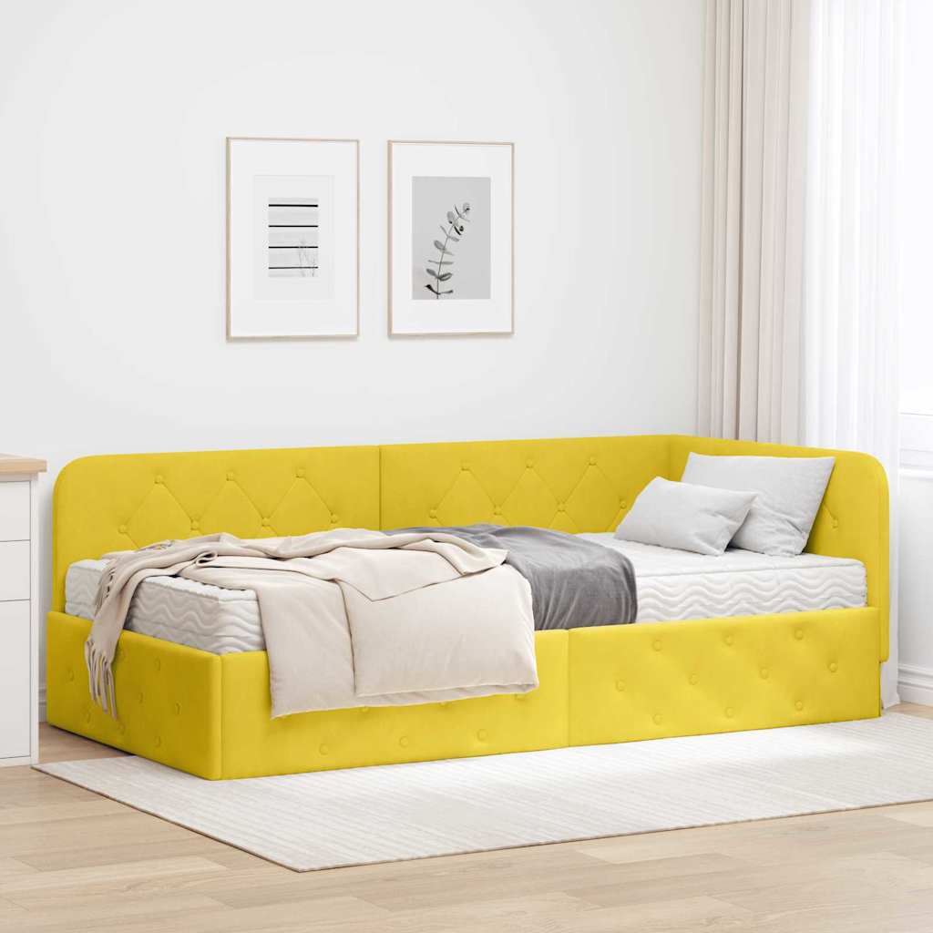 Gelbes Eckbettgestell Samt 100x200 cm