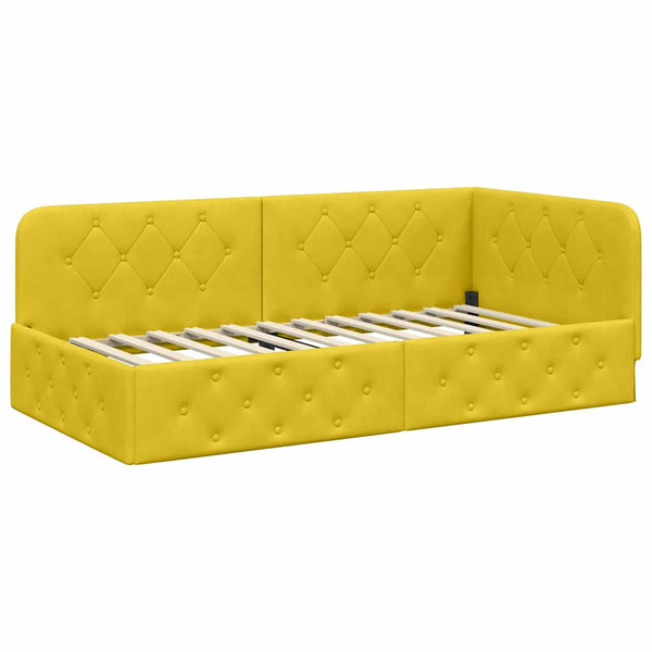 Gelbes Eckbettgestell Samt 100x200 cm